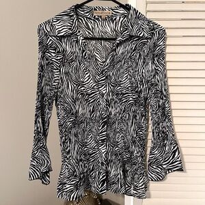 Notations Monochrome Zebra Button Down Shirt